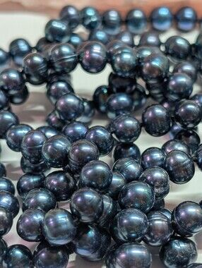 64-inch Black Freshwater Iridescent Pearl "Endless Rope" Necklace